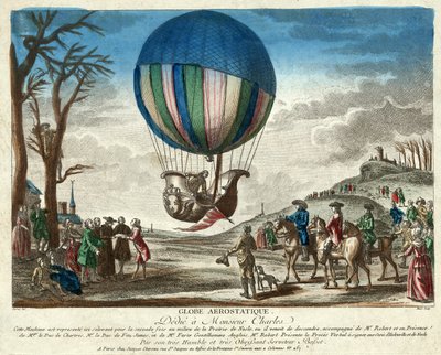 Globe Aërostatique, Dédicé à Monsieur Charles, veröffentlicht 1783 (handkolorierte Gravur) von French School